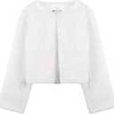 BOLEROSE Girls Cozy Faux Fur Childrens Kids Bolero Shrug Jacket Coat (9-10 Years, White)