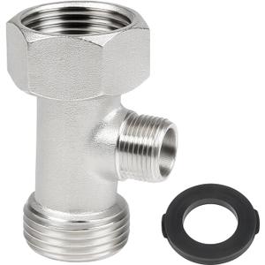 Bidet T Adapter, 3-Way Tee Connector 7/8"x7/8"x3/8" with Gasket - Toilet Faucet Splitter & Shower Head Diverter Valve for Bidet Sprayer Attachment, Bidet Hose Fitting for RV & Home Plumbing
