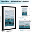 16x24 Picture Frame Set of 2, Wood Frame with Real Glass, Wide Border | Displays 12x18 with Mat or 16x24 without Mat, Horizontal or Vertical Wall Mount, Matte Black for Gallery Walls