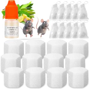 Mouse Snake Repellent Balls 12 Pack with Peppermint Oil  Indoor Outdoor Rodent Deterrent, Natural Mouse Repellent for Home, Car, Garage, RV, Basement, Garden