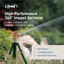 Orbit Tripod Lawn Zinc Impact Sprinkler - 360 Degree Rotating Yard Sprinkler with Adjustable Height - Heavy-Duty Zinc - High-Pressure Nozzle - for Large Lawn Coverage - 56667