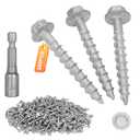 200-QTY #9 x 1-1/2" Joist Hanger Connector Screws,Replace 9112R500 Joist Hanger Screws & 10DNails,1/4" Hex Socket Wood Screws 0.370"-Dia Deck Screw HeavyDuty Deck Screw 500-Hour Salt Spray Rust Test