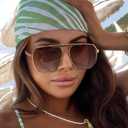 SODQW Oversized Tangle Free Aviator Sunglasses for Women Men Square Polarized UV400 Fashion Trendy Sun Glasses