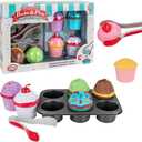 Popular Playthings Magnetic Bake & Play Cupcakes Toy Set, Pretend Cupcake Kitchen Kit for Kids, Gifts for Toddler Girls - 20 Pieces