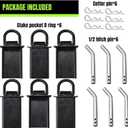 6 Pack Heavy Duty 1/2" Stake Pocket D Rings,12,000 lbs Break Strength Adjustable Tie Down Anchors for Flatbed Trucks & Utility Trailers | 4 Hole Adjustment