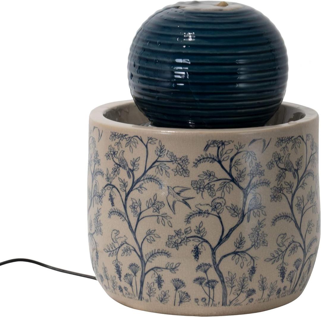 Foreside Home and Garden Multicolor Chinoiserie Ceramic Indoor Water Fountain with Pump