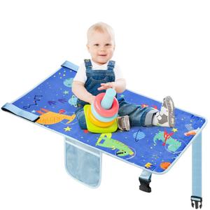 Toddler Airplane Bed, Airplane Seat Extender for Kids, Toddler Airplane Travel Essentials, Portable Toddler Travel Plane Bed, Airplane Flight Must Haves for Kids (Blue (Dinosaur))
