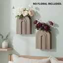 2 Pack Natural Finish Wooden Wall Vase for Dried Flowers & Pampas Grass, Boho Farmhouse Wood Flower Wall Decor for Bathroom & Living Room, Hanging Planter