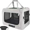 Extra Large Cat Carrier Soft Sided, Portable Small Dog Carrier for 2 Cats, 24"x16.5"x16" Car Travel Folding Comfortable Design with Bowl, Grey