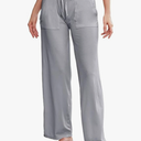 LYCY Women Soft Pajama Long Pants, Comfy Wide Leg Lounge Pants With Pockets Stretch knit Pajama Bottoms Grey Large