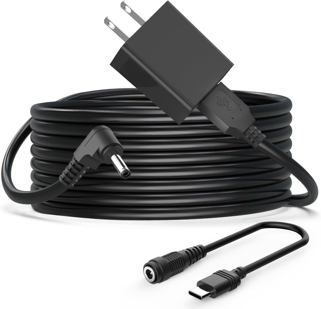 Cordro 13.2FT Charger Cable Power Adapter Compatible with Ring Stick Up Cam Battery/Plug-in 3rd Gen/2nd Gen & Ring Pan Tilt Stick Up Camera, Indoor/Outdoor Weatherproof Power Cord, Black