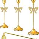 3 Pieces of Elegant Metal Bow Candle Holders with a Candle Extinguisher, in 3 Sizes, Perfect for Table centerpieces, fireplaces, Home Decor, Wedding and Party Decorations