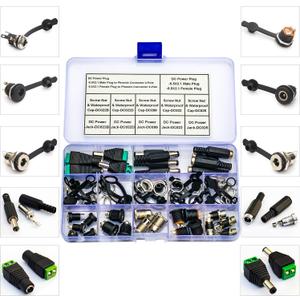 DC Power Jack Connector Assorted Kit, 5.5x2.1mm DC Power Supply Jack Socket Male Female Panel Mount Connector with Waterproof Cap & Hex Nut DC022B DC022D DC099 DC022 DC025 (DC-Cap-Kit)