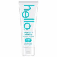 Hello Antiplaque and Whitening Fluoride Free Toothpaste, 5 Oz Tube, Whitening Toothpaste with Natural Peppermint Flavor Tree Oil, Crushes Tartar and Helps Remove Surface Stains