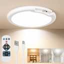 Rechargeable Ceiling Light, Magnetic Motion Sensor Ceiling Lights With 3 Color Remote, Wireless Battery Operated Dimmable Led Ceiling Lights for Closet Shower Stairs Hallway Shed Pantry Laundry