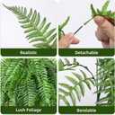 Artificial Hanging Plants Outdoor, UV Resistant Fake Fern Faux Greenery for Outside Planter Patio Home Garden Decor (5 Branches&1 Basket)