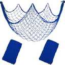 2 Pack Fish Net Decorations, 80x40 Inch Navy Blue Fishing Net Decor for Under The Sea Hawaiian Beach Theme Party, 3mm Thick Natural Cotton Versatile Nautical Netting for Party Wall Table Ceiling Decor