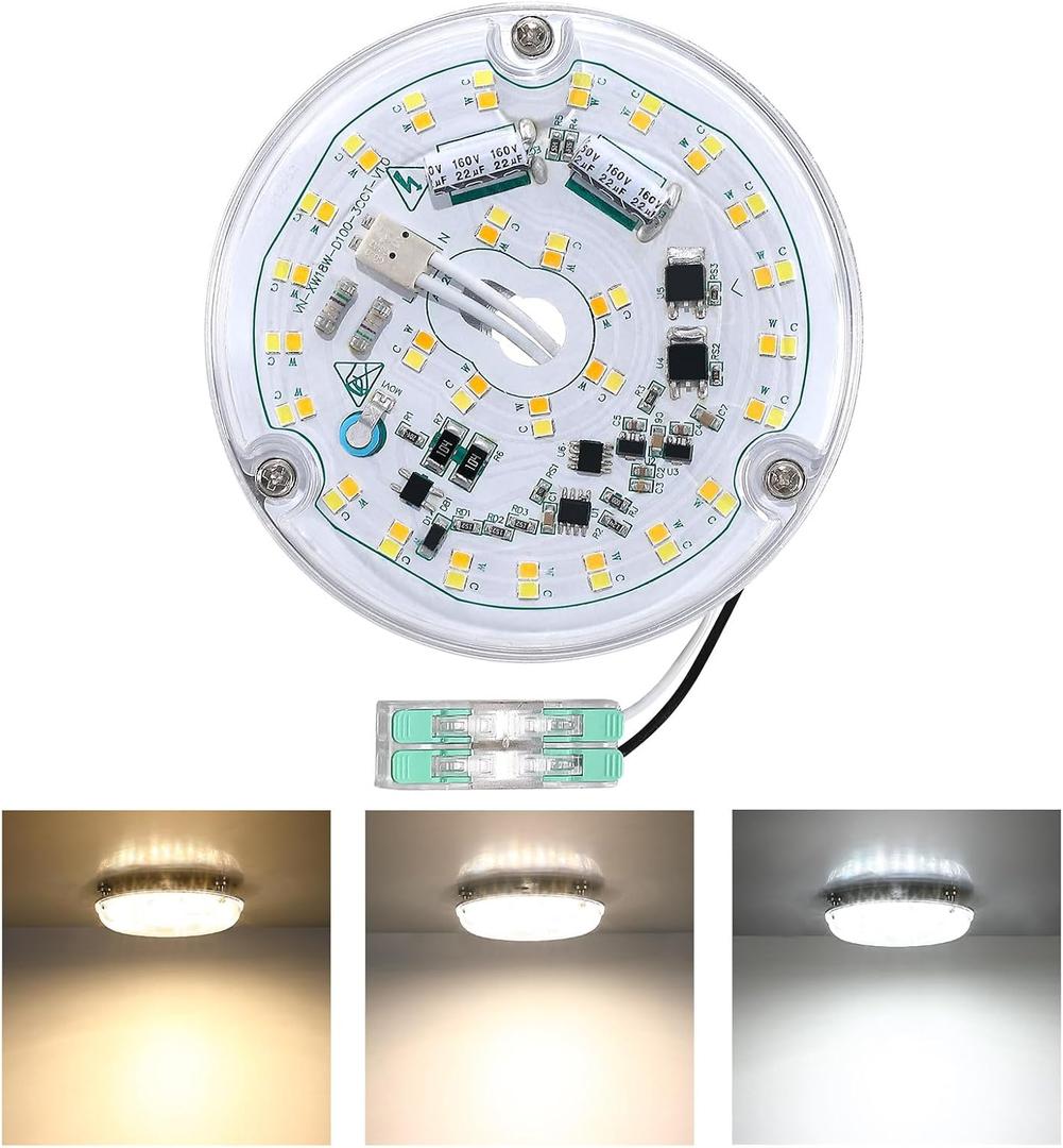 4 Inch Ceiling Fan LED Light Replacement, 18W 2200LM 3000K 4500K 6000K LED Ceiling Fan Light Kit, Round Ceiling Fan Light Kit Replacement, 120V, CRI90, Dimmable 4 Inch Ceiling Fan LED Light Replacement, 18W 2200LM 3000K 4500K 6000K LED Ceiling Fan Light Kit, Round Ceiling Fan Light Kit Replacement, 120V, CRI90, Dimmable