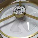 VOLISUN Low Profile Ceiling Fans with Lights and Remote, 24in Fandelier Ceiling Fan Flush Mount, 3000K-6500K Smart Bladeless LED Fan Light, Gold Modern Ceiling Fans with Lights for Bedroom