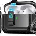 RFUNGUANGO AirPods Pro 3 Case (2025) with Safety Lock and Automatic Pop-up, Compatible with Airpods Pro 3rd Generation Case, Magnetic Lid, Compatible MagSafe, Hard Shockproof Protective Case,Black