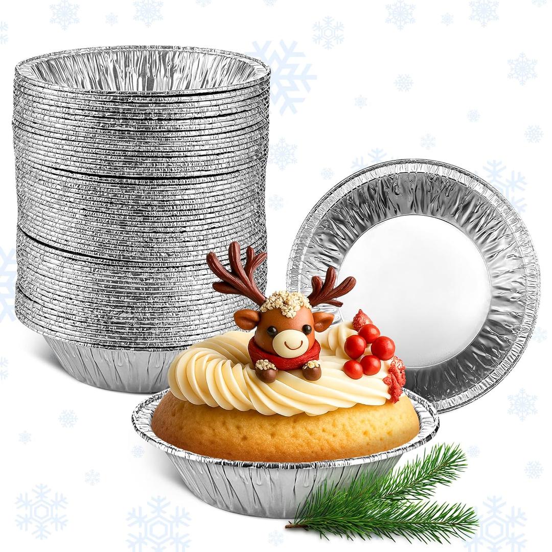 Mini Pie Tins 2.9 Inch - 200 Pack Disposable Aluminum Foil Pie Pans | Durable & Stackable, Freezer & Oven-safe for Holiday Baking, Christmas Desserts, Meal Prep | Great for Seasonal Gifts for Bakers