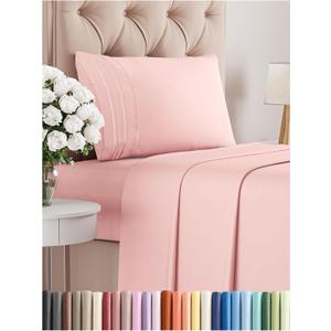 Twin Size 3 Piece Sheet Set - Comfy Breathable & Cooling Bed Sheets Set - Hotel Luxury Bedding for Women, Men, Kids, Teens, Boys & Girls - Deep Pockets, Ultra-Soft, Wrinkle Free - Oeko-Tex - Baby Pink