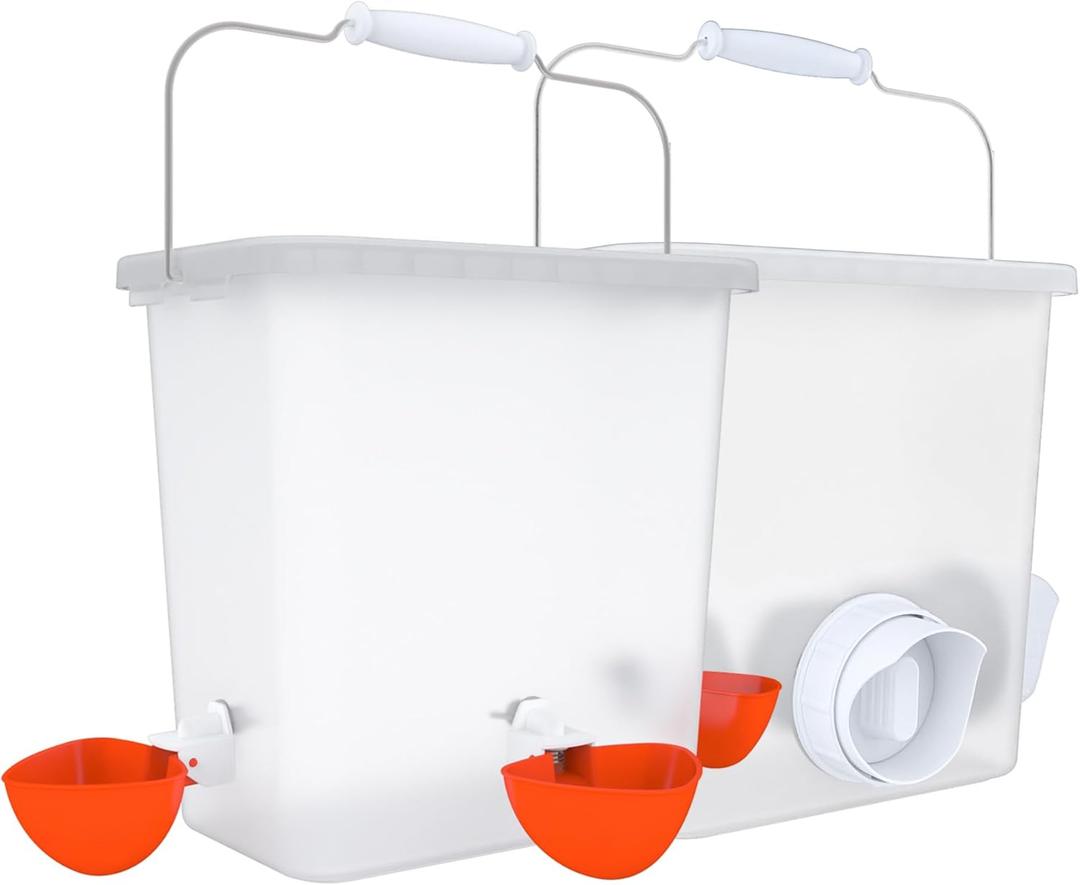 Large Automatic Chicken Feeder and Waterer Set Hanging Chicken Water Feeder Poultry Feed Bucket