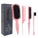 Curl Defining Brush, Curly Hair Brush Products for Effortlessly Detangling Shaping and Styling Women's Men's Curls on All Wet or Dry Hair Types, Reduces Frizz (Pink 1PC)
