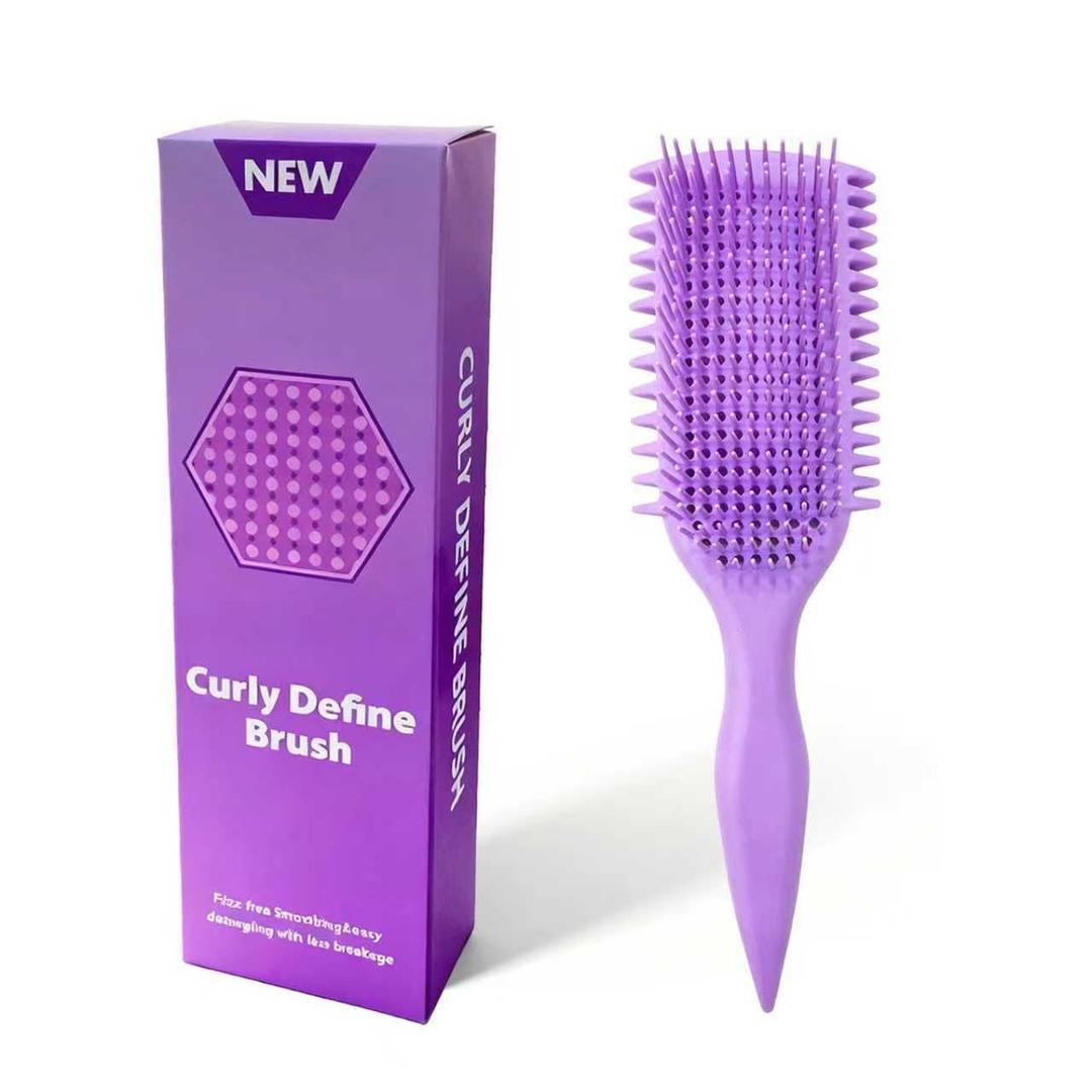 Curl Brush,Curl Defining Brush,Curly Hair Brush,for Shaping Curls, Waves & Coils, Reduces Frizz and Pulling, Ideal for All Hairstyles (Purple)