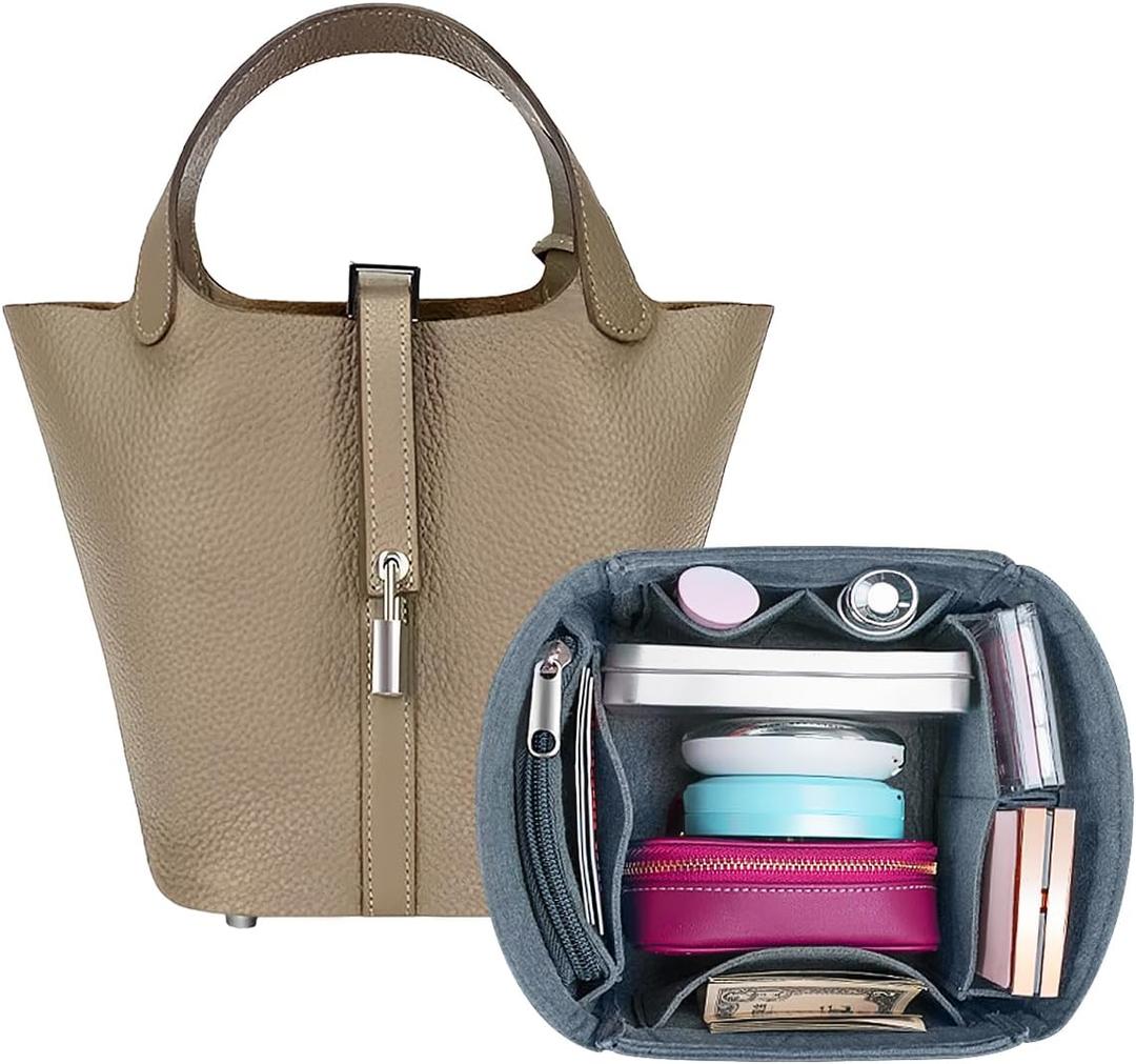 SMART DK Purse Organizer Insert for Handbags,Felt Bag Organizers Fit Picotin 18/22/26 Bags (Dusty Blue, P22)