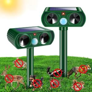 Solar Ultrasonic Animal Repellent, Deer Repellent Devices Waterproof with Motion Detection, Cat Repellent Outdoor Squirrel Skunk Rabbit Raccoon Dog Mouse Deterrents Animal Repeller for Yard Farm( 4Pack)