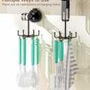 2 Pack Vacuum Suction Cup Kitchen Utensil Hook with 6 Hooks, [Up to 11 lbs ] Under Cabinet Kitchen Hooks with 360° Rotating, Utensils Hanging Rack for Kitchen, Bedroom, Bathroom, Glass