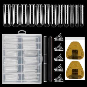 LIONVISON Poly Gel Nail Forms: 120Pcs Coffin Shape Nail Forms for Builder Gel Reusable - 12 Sizes Extension Acrylic Nail Molds Sets - False Nail Tips for Manicure Nail Art Design Salon DIY at Home