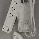 LIDER Outlet Extender with 3 Receptacles, 12W USB Type-A, and USB Type-C, USB Port, Ultra-Thin Wall Plate Plug with Cord Extender, 3-Outlet Power Strip, Flat-Face, ETL-Listed, 3ft Cord, White