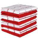 AMOUR INFINI Cotton Kitchen Dish Cloths Set of 8 – Highly Absorbent, Super Soft Premium Terry Cleaning Cloth (12"x12" Inch) Premium Dishcloths for Washing Dishes (Red)