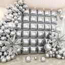 36pcs Metallic Silver Square Foil Balloons Wall Backdrop with 79pcs Balloon Garland Arch Kit, Double Sided Balloon for Bachelorette Baby Shower Birthday Anniversary Graduation Party Decorations