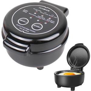 Smart Fried Egg Cooker, Automatic Fried Egg Maker for 6 Features like Sunny Side Up, Over Easy, Fully Cooked & More. Auto Power Off, Alarm, Round Shape, Non-Stick Coating (Black)