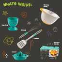 MasterChef Junior Breakfast Cooking Set- 6 Pc Kit w Real Cooking Tools for Kids & Recipes- Includes Spatula, Mixing Bowl, Whisk, Egg Cup, Juicer- Make Pancakes, Crepes & More- Fun Breakfast Essentials