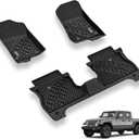 3W Floor Mats Compatible for Jeep Gladiator 2020-2024, TPE All Weather Custom Fit Floor Liner for Jeep Gladiator,1st & 2nd Row Full Set Car Liners with Grey Logo, Black