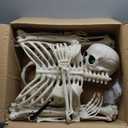 WODMAZ 5.4Ft Halloween Skeleton, Full Size Posable Skeleton with Glowing Eyes Creepy Sound, Full Body Life Size Skeleton and 2 Arm Stakes for Halloween Indoor Outdoor Haunted House Decorations