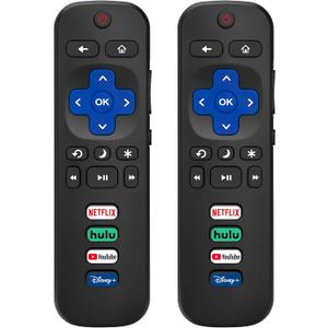 (Pack of 2) Replacement Remote Control Only for Roku TV, Compatible for TCL Roku/Hisense Roku/Onn Roku/Sharp Roku/Element Roku/Westinghouse Roku/Philips Roku Smart TVs (Not for Roku Stick and Box)