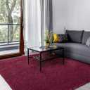 Area Rugs for Bedroom Living Room, 4x6 ft Solid Fluffy Shaggy Carpet, Small Washable Non-Slip Soft Rug for Kids Nursery and Home Decor, Burgundy