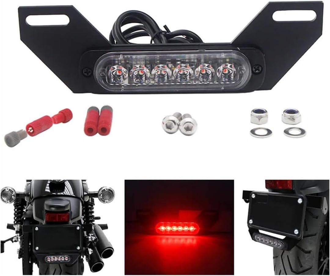 Universal LED Motorcycle B6 Dual License Plate LED Brake Light ATV Burst Flash Tail Stop Lamp Auxiliary Lights Taillight
