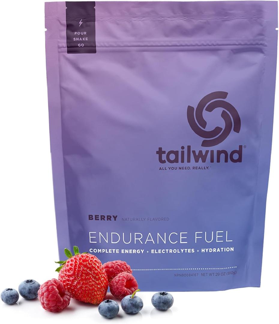 Tailwind Nutrition Endurance Fuel, Carbohydrate & Electrolyte Sports Drink Mix Powder, Gluten-Free, Vegan, Berry, 30 Servings, BBD: 01/2029
