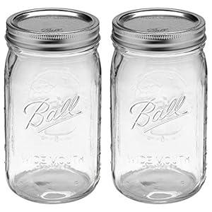 Ball Wide Mouth 32-Ounces Quart Mason Jars with Lids and Bands, Set of 2