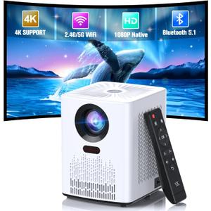 Projector with 5G WiFi and Bluetooth,Full HD 4K 20000L Movie Projectors with Mini Tripod,Portable Movie Outdoor Projector for Home Theater,Compatible with Phone/Laptop/TV Stick/PS5/USB