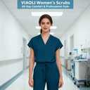 VIAOLI Scrubs for Women - V-Neck Top & Cargo Pants Uniform Womens Medical Scrubs Set for Nurses, Doctors (Teal, XL)