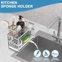 Hvisso 2-Tier Kitchen Sink Caddy with High Brush Holder, Sponge Holder for Sink, Kitchen Storage Organization Sponge Rack, Home Apartment Essential Gadgets Accessories (Silver)