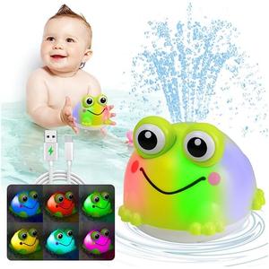 Light Up Bath Toys for Kids Ages 1-3,Rechargeable Frog Bath Toy Sprinkler for Babies 6-12 Months,Water Pool Bathtub Fountain Toys,Infant Toddlers Boys Girls Birthday Gifts