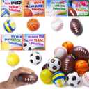 JOYIN 36 Pcs Valentines Day Sport Stress Balls with Valentine Gift Card, Mini Sports Ball Squeeze Foam for Classroom Exchange Gift for Kids, Holiday Party Favor Toys, Anxiety Relief Reward Prizes